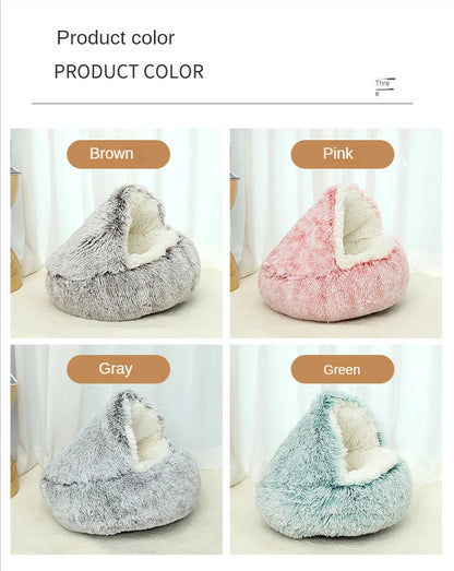 Winter Plush Pet Cat Bed Round Cat Cushion Cat House 2 In 1 Warm Cats Basket Pet Sleep Bag Kitten Nest Kennel for Small Dog Cats