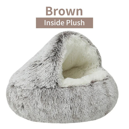 Winter Plush Pet Cat Bed Round Cat Cushion Cat House 2 In 1 Warm Cats Basket Pet Sleep Bag Kitten Nest Kennel for Small Dog Cats